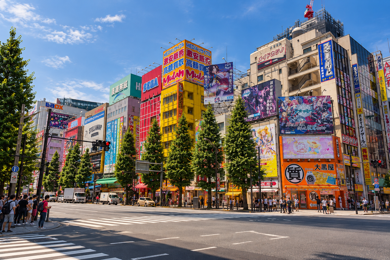 Akihabara electronics and anime district streets in Tokyo