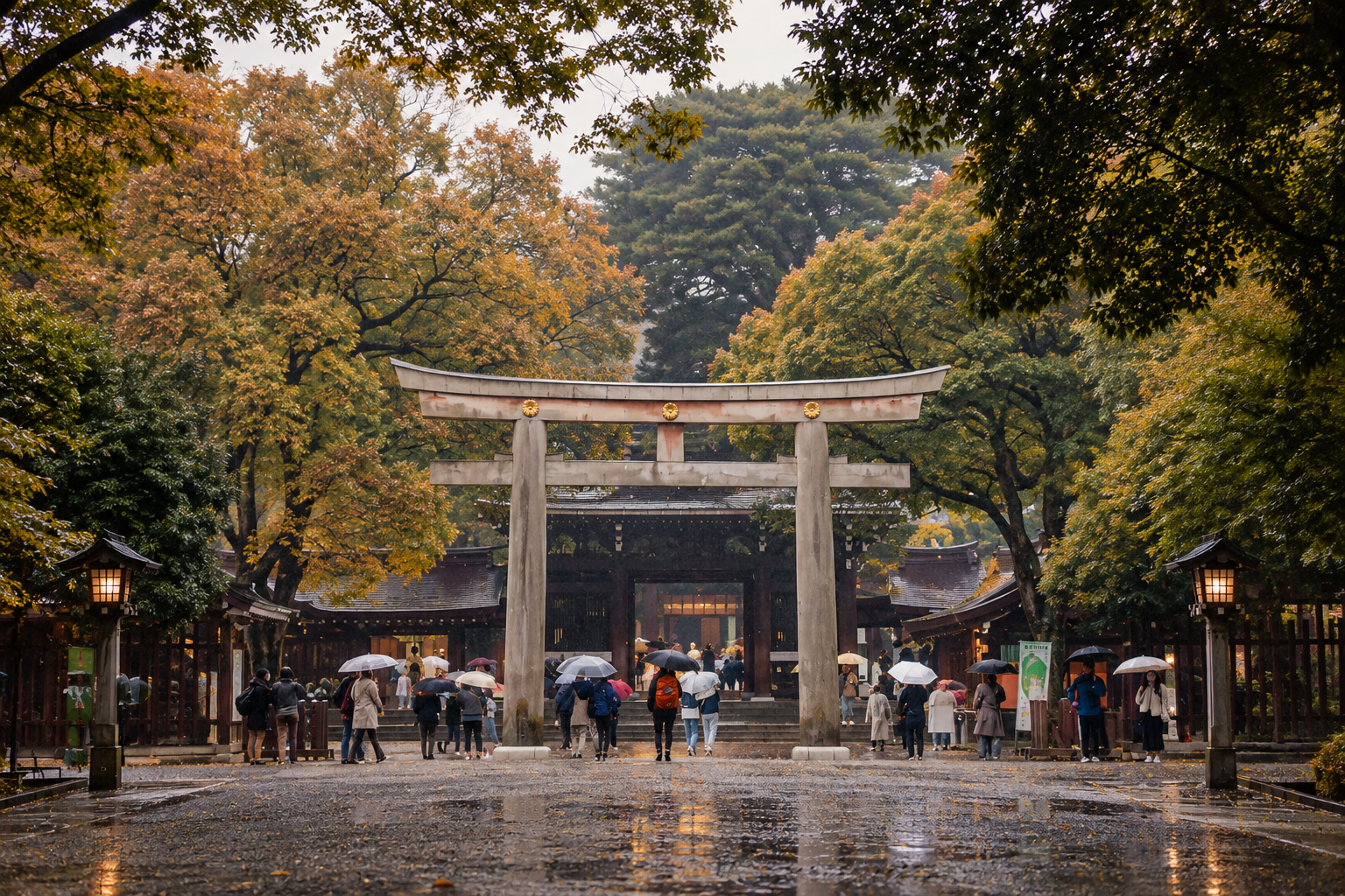 Meiji Shrine surrounded by lush sacred forest in Tokyo
